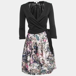 Diane von Furstenberg floral black pink brocade wrap dress size‎ 6